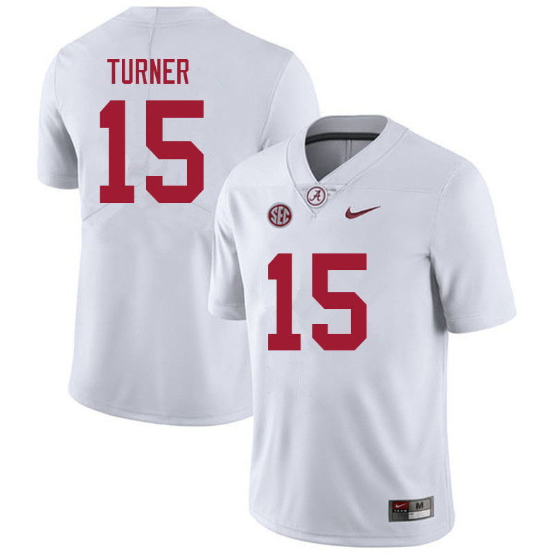 Alabama Crimson Tide Men's Dallas Turner #15 White NCAA Nike Authentic Stitched 2021 College Football Jersey NB16F26GM